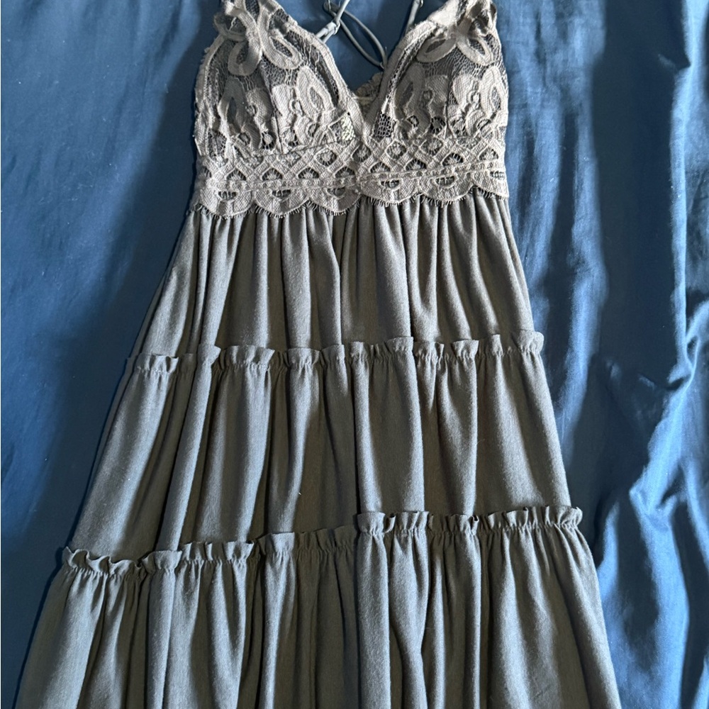 Lace Trim Tiered Dress